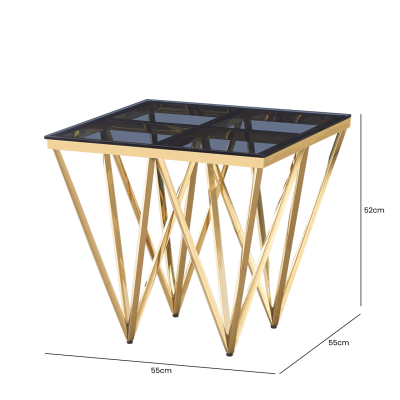 Gold Metal with Smoke Glass End Table