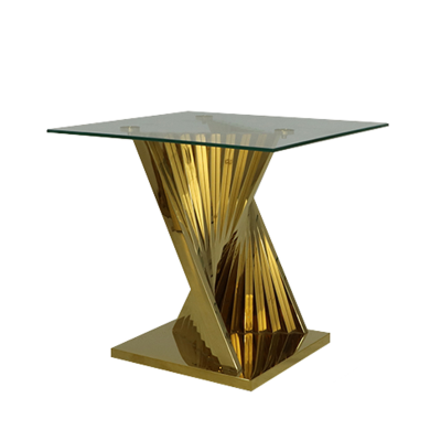 Lucille Gold Metal End Table with Clear Glass