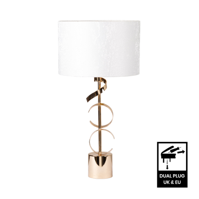 51cm Gold Metal Swirl Table Lamp with White Cotton Shade Gold Inside