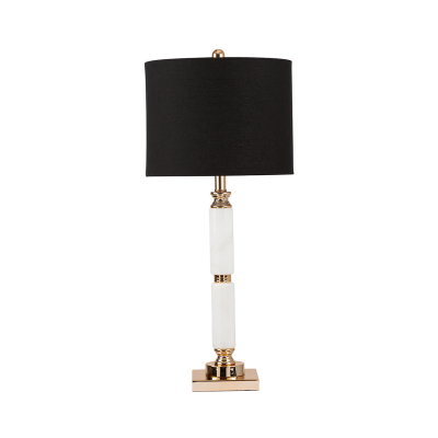 78cm White Marble Table Lamp with Black Shade