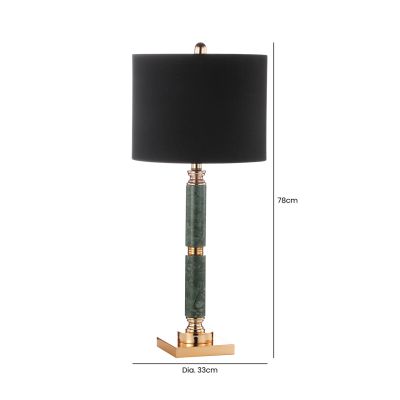 78cm Green Marble Table Lamp with Black Linen Shade