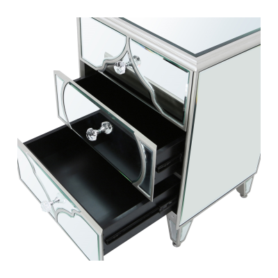 Marrakech Silver Mirror 3 Drawer Bedside Cabinet