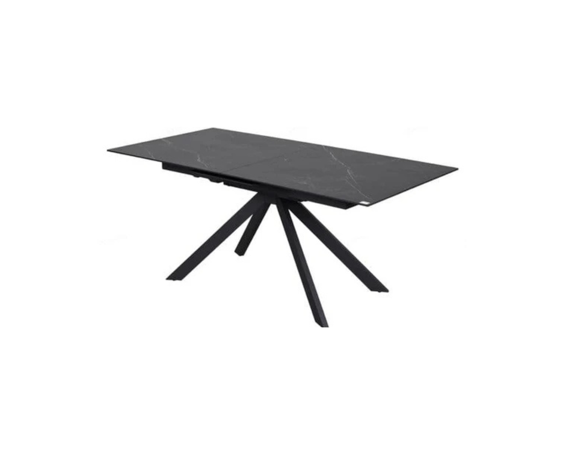 Rossa 180-225cm Extending Matt Black & White Vein Ceramic Dining Table