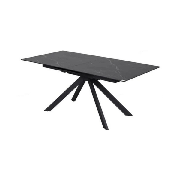 Rossa 180-225cm Extending Matt Black & White Vein Ceramic Dining Table
