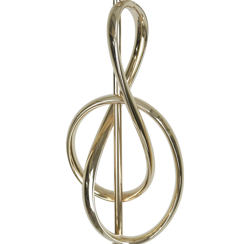 Gold G-Clef Design Metal Floor Lamp with Grey Linen Shade
