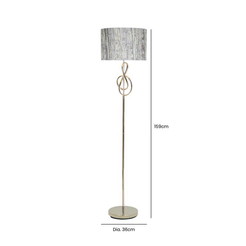 Gold G-Clef Design Metal Floor Lamp with Grey Linen Shade