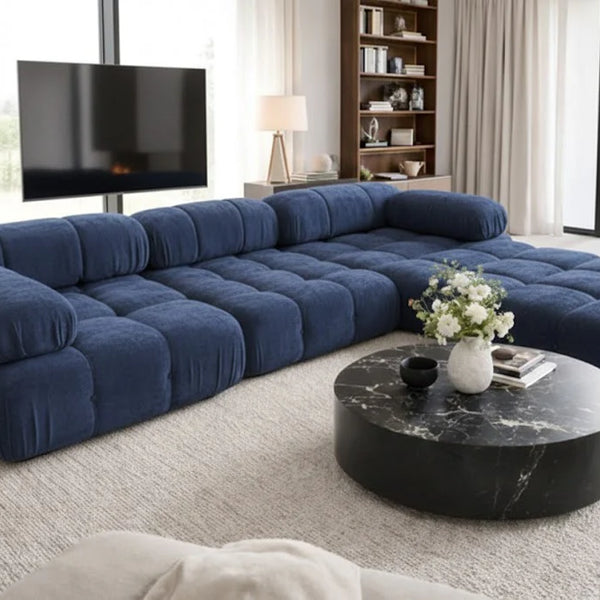 Bubble Grey Boucle Fabric Corner Sofa