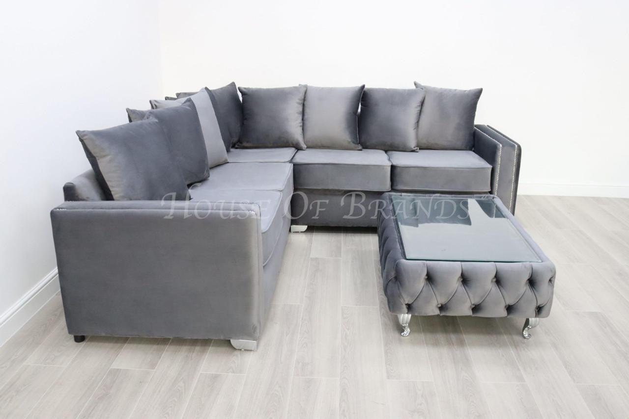 House Of Brands Riviera Velvet Corner Sofa