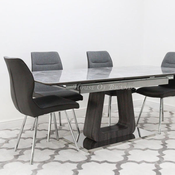Zermatt Extendable Ceramic Dining Table and 6 Zermatt Dining Chairs
