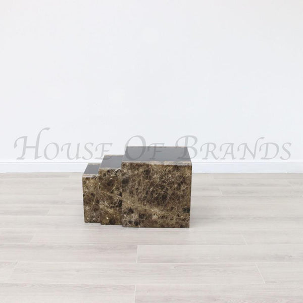 Lille Brown Marble Effect Nest of Tables