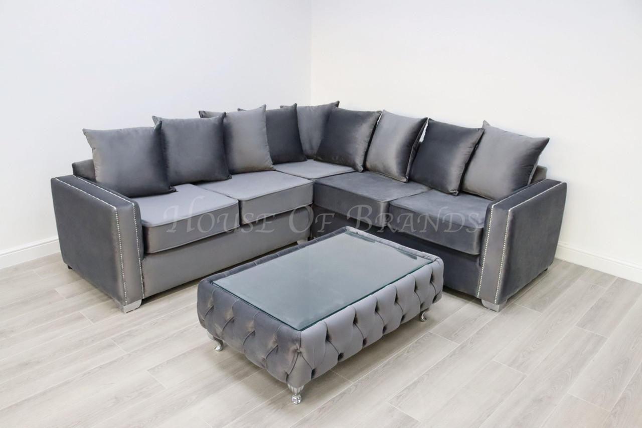 House Of Brands Riviera Velvet Corner Sofa