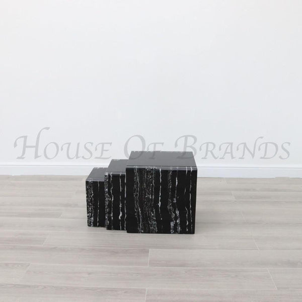 Lille Black Marble Effect Nest of Tables