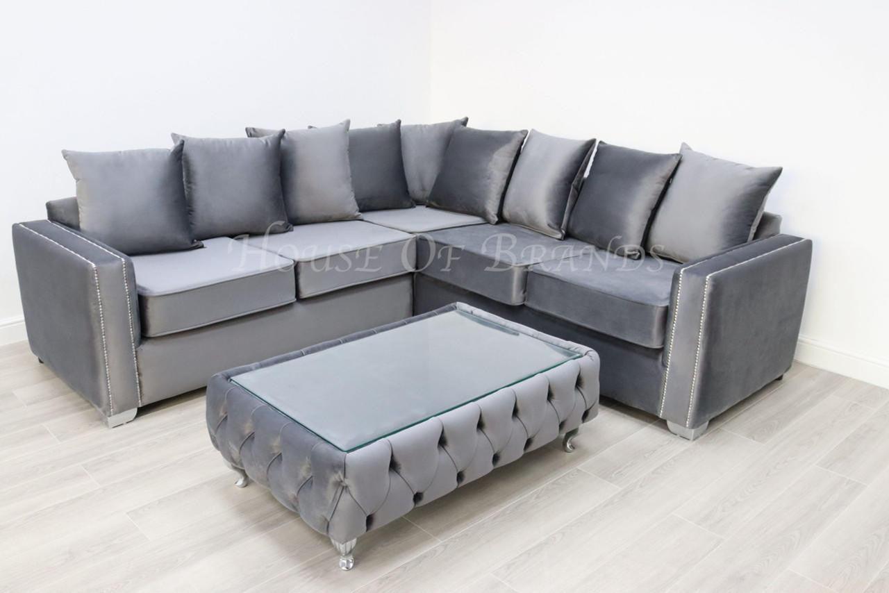 House Of Brands Riviera Velvet Corner Sofa