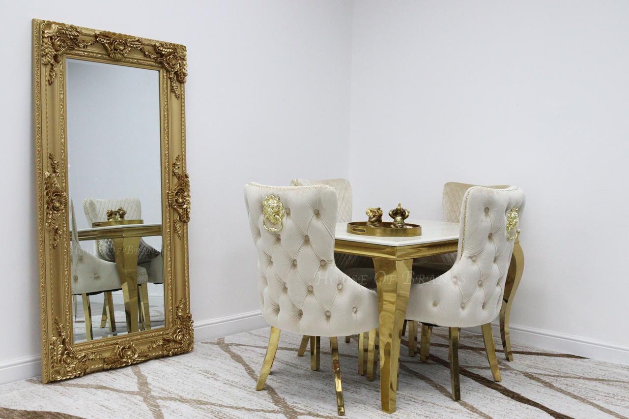 House Of Brands 1.2m Gold Rome & 4 Barcelona Chairs