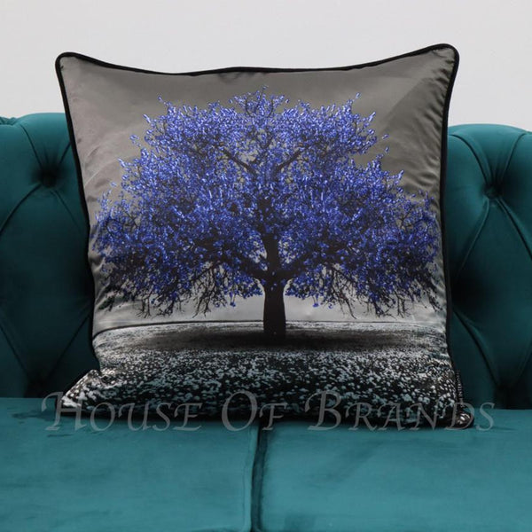 Blue Cherry Tree Cushion
