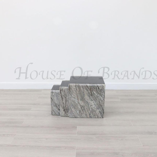 Lille Grey Marble Effect Nest Of Tables