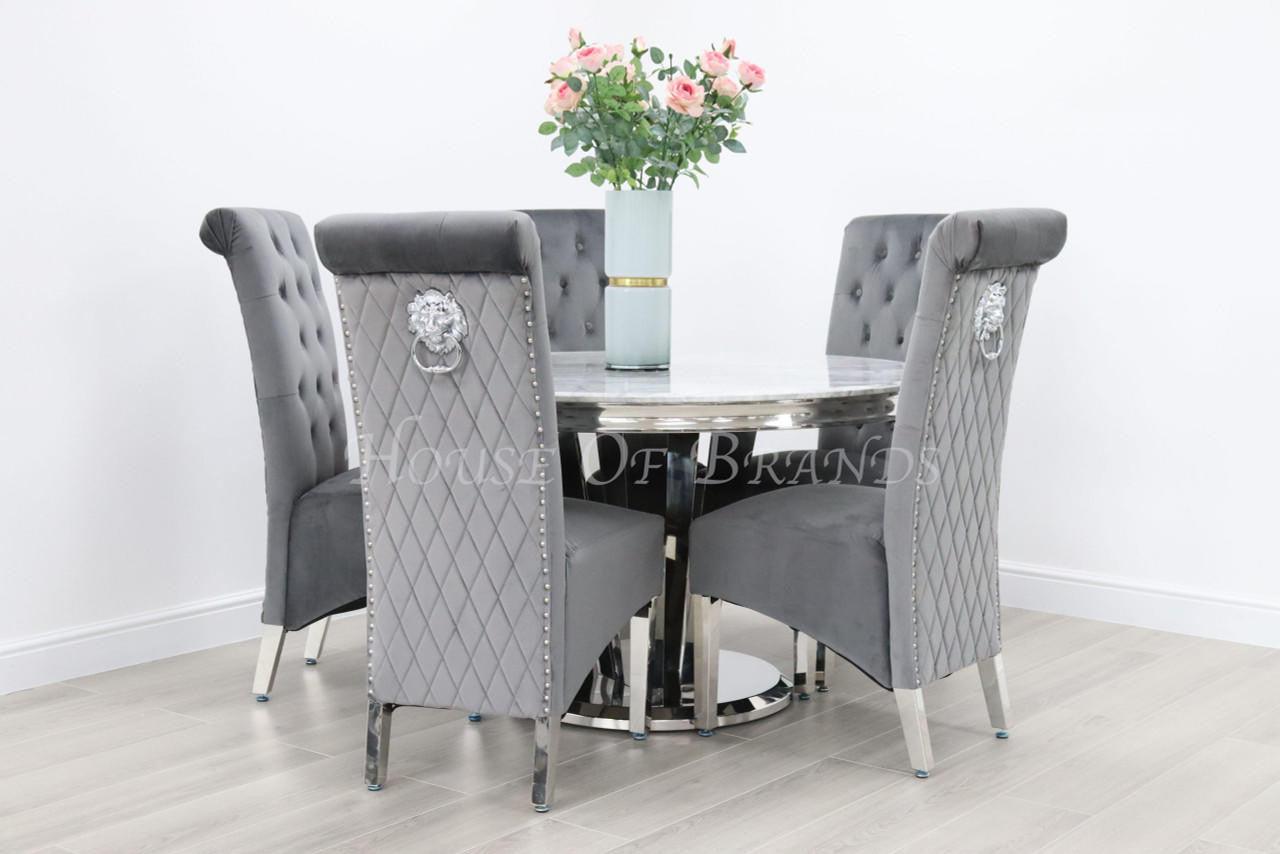House Of Brands 1.3m Round Sorrento and 5 Leon Chairs