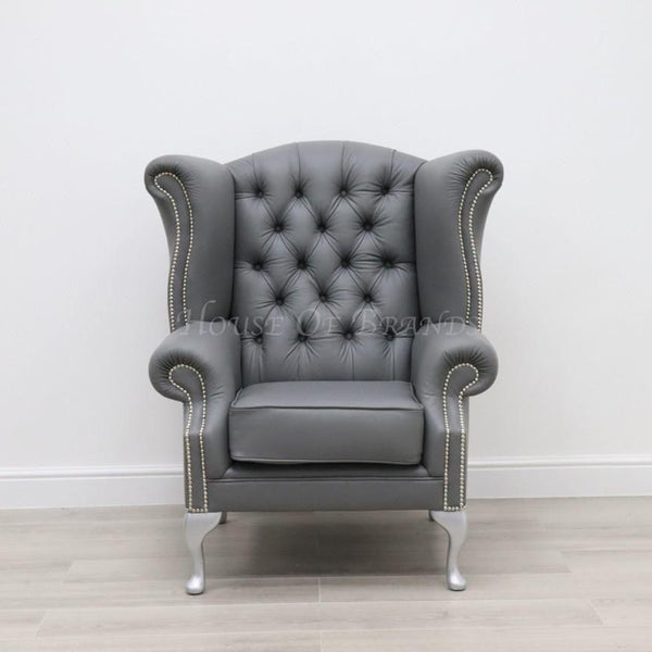 Queen Anne Birch Leather Chair