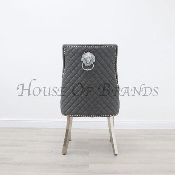 Hudson Grey Leather Lion Majestic Chair
