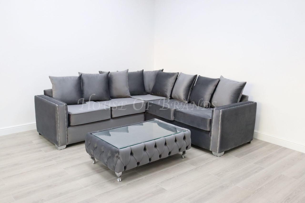House Of Brands Riviera Velvet Corner Sofa