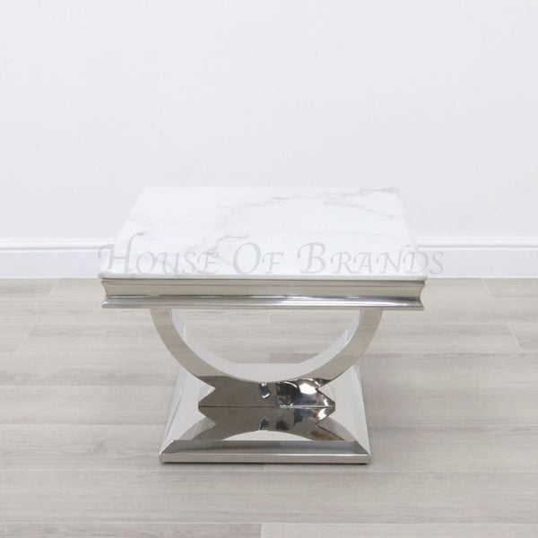 Arianna Chrome Marble Lamp Table