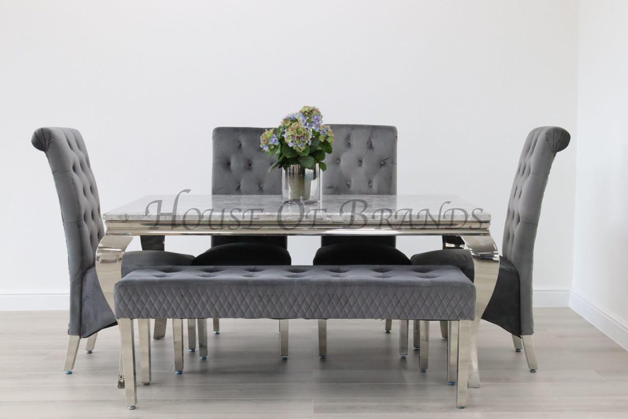 House Of Brands 1.8m Rome and 4 Leon Chairs And A Madrid Bench