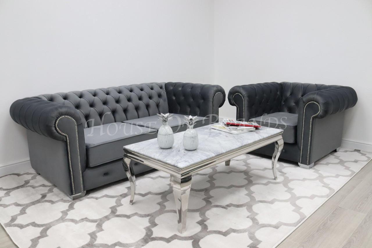House Of Brands Chesterfield Velvet Sofa 