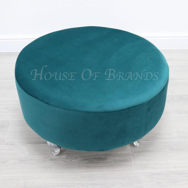 Velvet Round Footstool