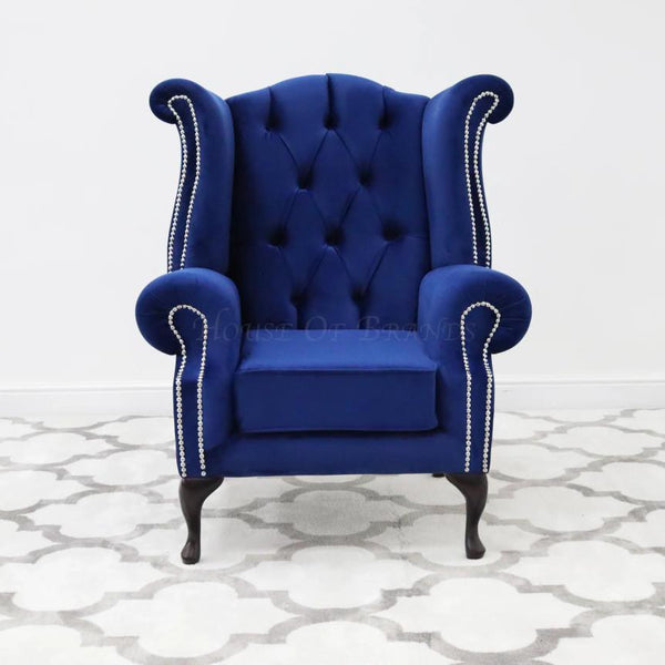 Queen Anne Upholstered Velvet Chair