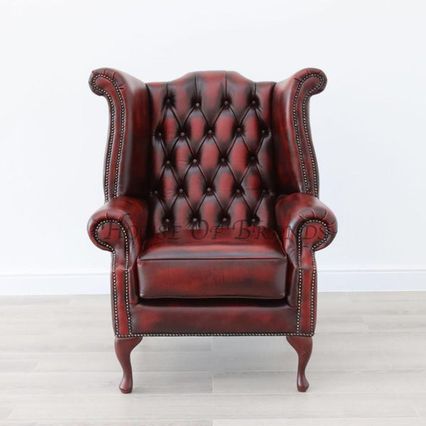 Queen Anne Rub Off Leather Chair