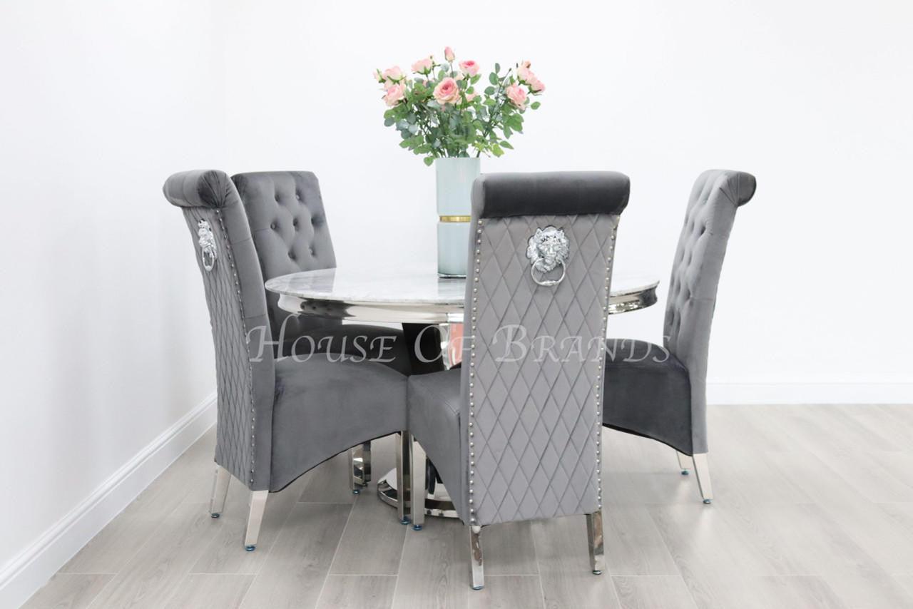 House Of Brands 1.3m Round Sorrento and 5 Leon Chairs
